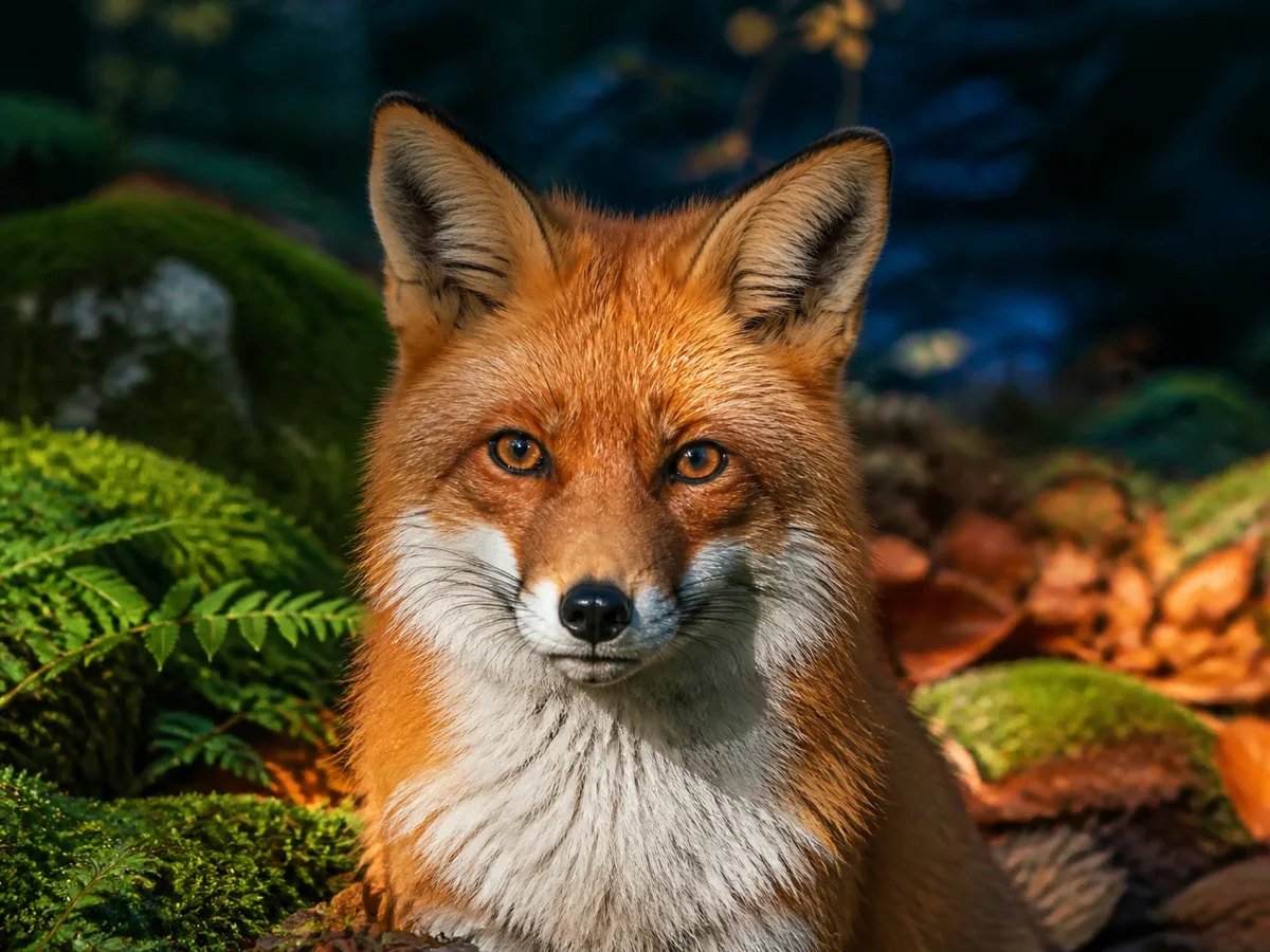 A red fox in a sunlit woodland